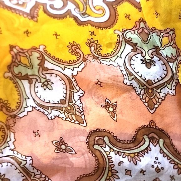 Ivy Jane Sheer Pink And Yellow Fringed Asymmetrical Boho Blouse Size S - Picture 6 of 7